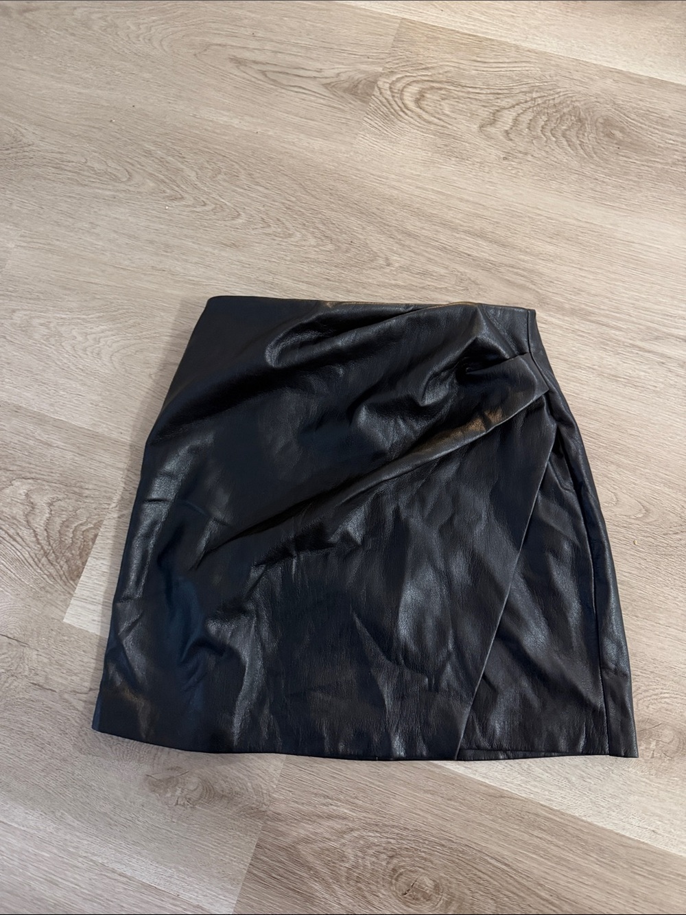 Wilfred Black Faux Leather Draped Mini Skirt